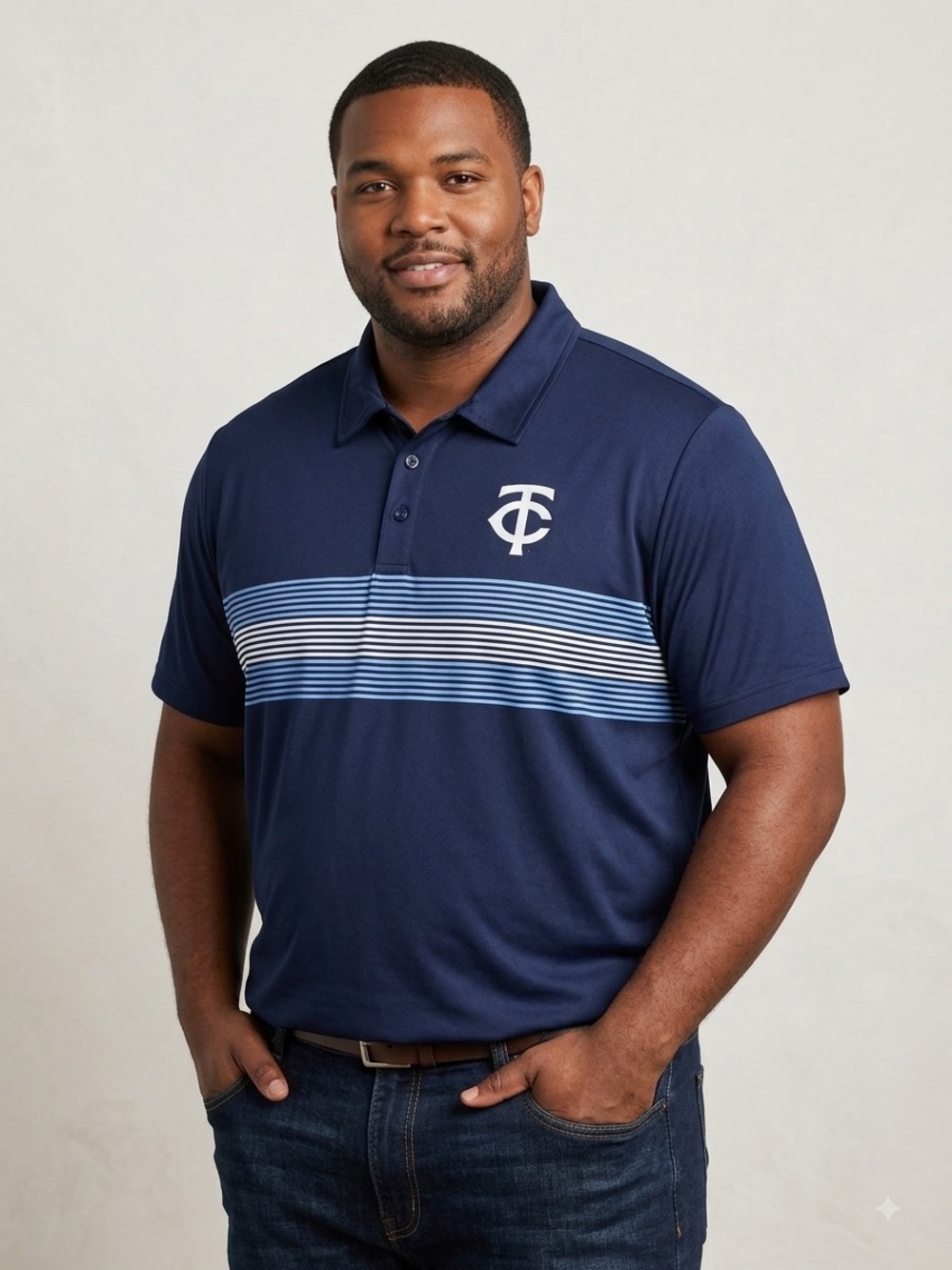 Minnesota Twins MLB Navy Blue Striped Polo Shirt - Men’s Adult XL